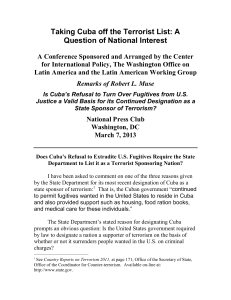 Taking Cuba off the Terrorist List: A Question of National Interest