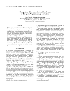 Computing Circumscriptive Databases by Integer Programming: Revisited Ken Satoh, Hidenori Okamoto