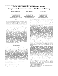 Social Choice Theory and Recommender Systems: