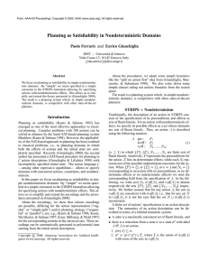 Planning as Satisfiability in Nondeterministic Domains Paolo Ferraris