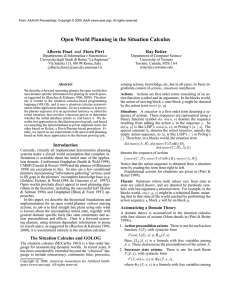 Open World Planning in the Situation Calculus Alberto Finzi Ray Reiter