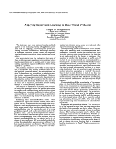 Applying  Supervised Learning  to  Real-World  Problems
