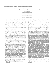 Reasoning about Sensing Actions and Reactivity Son Cao Tran