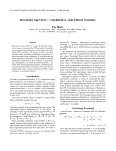 Integrating Equivalency Reasoning into Davis-Putnam Procedure Chu Min Li