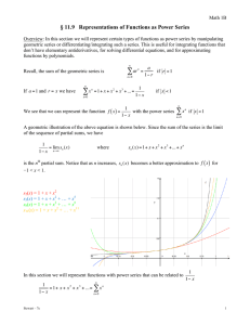 § 11.9   Representations of Functions as Power Series