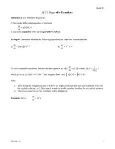 ( ) § 2.2  Separable Equations