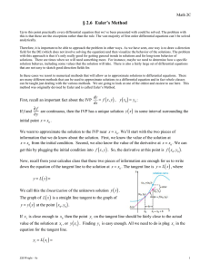 § 2.6  Euler’s Method  Math 2C