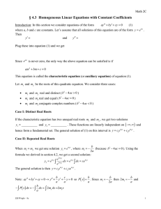 § 4.3  Homogeneous Linear Equations with Constant Coefficients