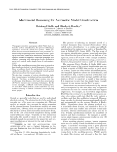 Multimodal Reasoning for Automatic Model Construction Reinhard Stolle and Elizabeth Bradley