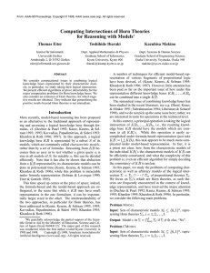 Computing Intersections of Horn Theories for Reasoning with Models Thomas Eiter Toshihide Ibaraki