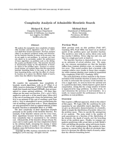 Complexity Analysis of  Admissible Heuristic