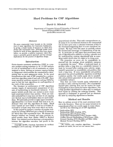 Hard  Problems for  CSP  Algorithms David  G.