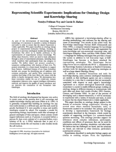 Representing  Scientific  Experiments:  Implications  for ... and  Knowledge  Sharing