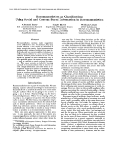 Recommendation as  Classification: Using Social