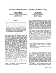 Polynomial-Time Reinforcement Learning of Near-Optimal Policies Kar`en Pivazyan Yoav Shoham