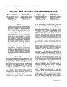 Rule-Based Anomaly Pattern Detection for Detecting Disease Outbreaks Weng-Keen Wong Andrew Moore