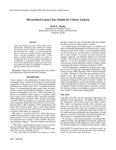 Hierarchical Latent Class Models for Cluster Analysis Nevin L. Zhang