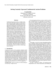 Solving Concisely Expressed Combinatorial Auction Problems Craig Boutilier Abstract Department of Computer Science