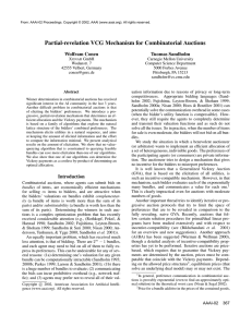 Mechanism for Combinatorial Auctions Partial-revelation VCG Wolfram Conen Tuomas Sandholm