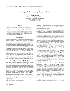 Strategies for Determining Causes of Events Mark Hopkins