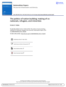 The politics of nation-building: making of co- nationals, refugees, and minorities