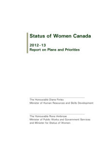 Status of Women Canada  2012–13 Report on Plans and Priorities