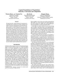 Outcome, Concession and Adaptation Thomas Meyer Rex Kwok Dongmo Zhang