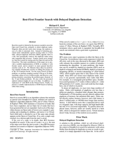 Best-First Frontier Search with Delayed Duplicate Detection Richard E. Korf