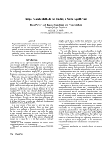 Simple Search Methods for Finding a Nash Equilibrium Ryan Porter