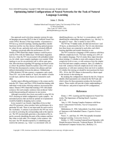 Optimizing Initial Configurations of Neural Networks for the Task of... Language Learning Jaime J. Dávila