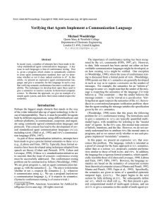 Verifying that Agents Implement a Communication Language Michael Wooldridge