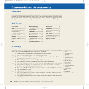 Content-Based Assessments Summary