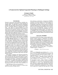A Framework for Optimal Sequential Planning in Multiagent Settings Introduction