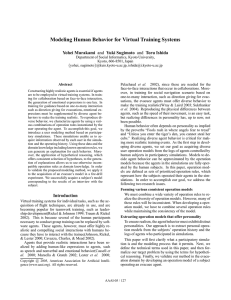 Modeling Human Behavior for Virtual Training Systems Yohei Murakami
