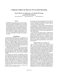 Complexity-Guided Case Discovery for Case Based Reasoning Stewart Massie