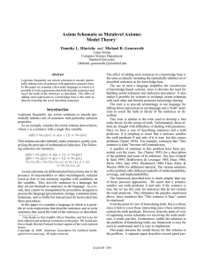 Axiom Schemata as Metalevel Axioms: Model Theory Timothy L. Hinrichs