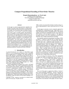 Compact Propositional Encoding of First-Order Theories Deepak Ramachandran