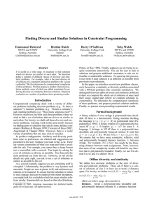 Finding Diverse and Similar Solutions in Constraint Programming Emmanuel Hebrard Brahim Hnich