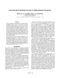 Generating Hard Satisfiable Formulas by Hiding Solutions Deceptively Haixia Jia