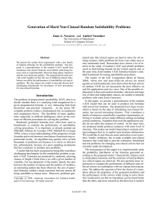 Generation of Hard Non-Clausal Random Satisfiability Problems Juan A. Navarro