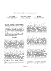 Constraint-based Preferential Optimization S. Prestwich F. Rossi T. Walsh