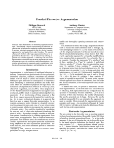 Practical First-order Argumentation Philippe Besnard Anthony Hunter