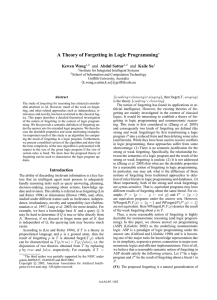 A Theory of Forgetting in Logic Programming Kewen Wang Abdul Sattar Kaile Su
