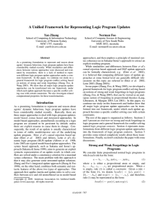 A Unified Framework for Representing Logic Program Updates Yan Zhang Norman Foo