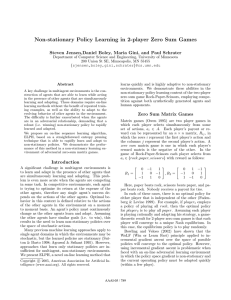 Non-stationary Policy Learning in 2-player Zero Sum Games