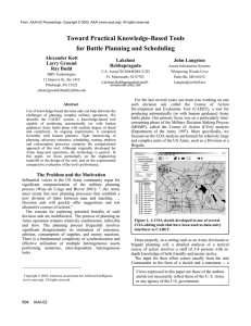 Toward Practical Knowledge-Based Tools for Battle Planning and Scheduling  Alexander Kott