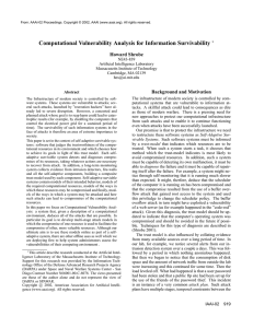 Computational Vulnerability Analysis for Information Survivability Howard Shrobe
