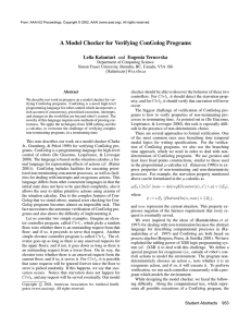 A Model Checker for Verifying ConGolog Programs Leila Kalantari