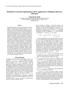 Distributed Constraint Optimization and its Application to Multiagent Resource Allocation