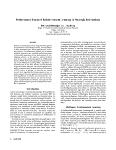 Performance Bounded Reinforcement Learning in Strategic Interactions Bikramjit Banerjee
